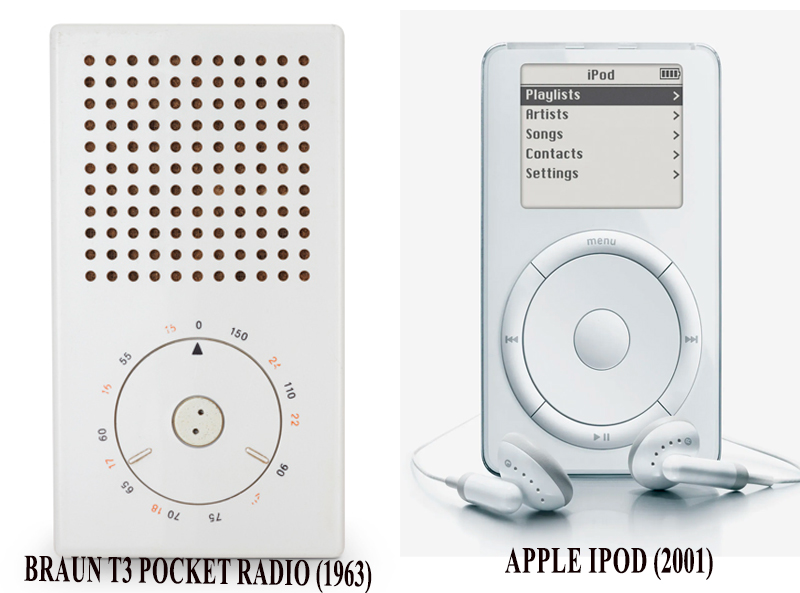 Braun T3 pocket radio (1963) Vs Apple iPod (2001)
